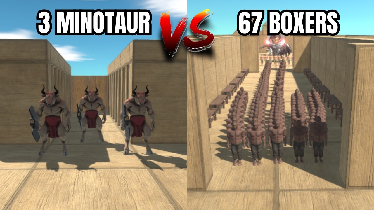 Can 67 Boxers Knock Out 3 Giant Minotaurs? - Animal Revolt Battle Simulator