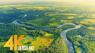 Bird's Eye View of Ukrainian Rivers - Desna River from Above - Ambient Drone Film 4K + Music