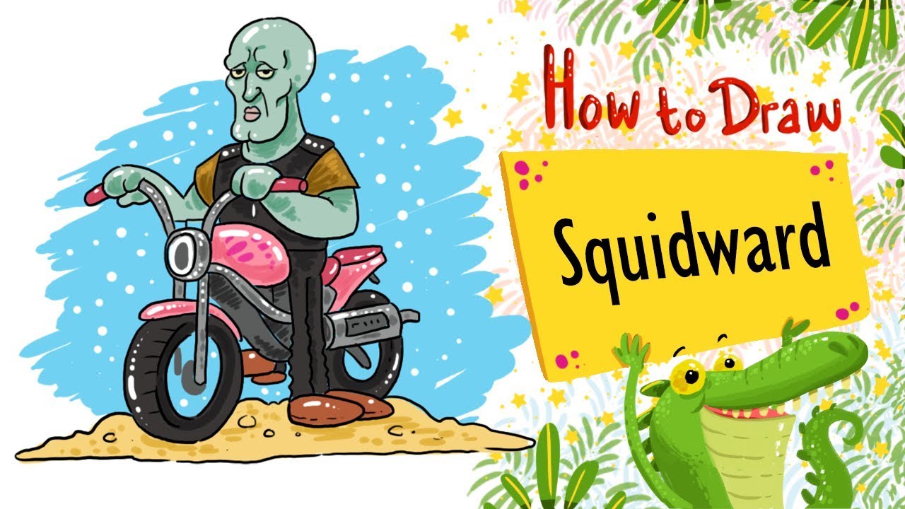 How To Draw and Colour A Handsome squidward step by step