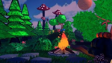 Stylized Blender campfire scene