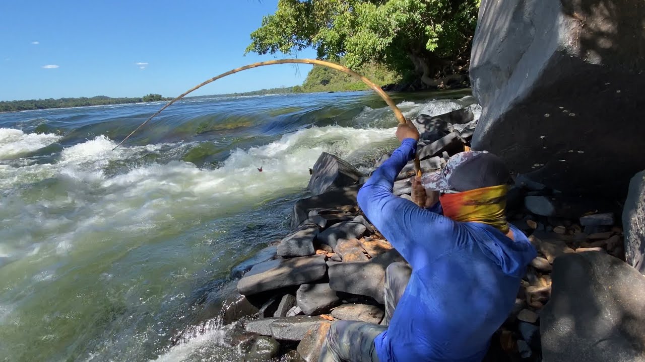 O PEIXE ME ARRASTOU PRA ÁGUA COM A VARA DE BAMBU