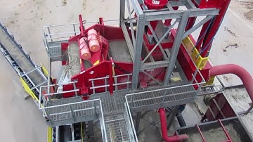Material travels from the hydrosizer to the sump tank at River Aggregates