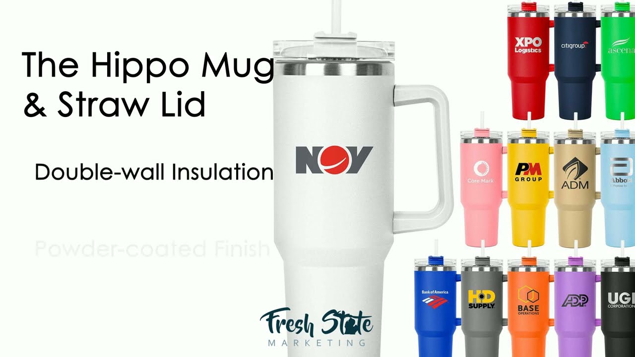 Promotional 40 oz Hippo Insulated Tumbler & Straw Lid with Twist