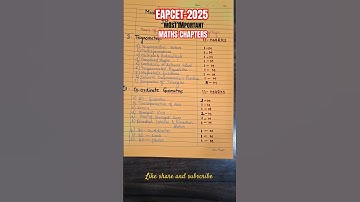 EAPCET-2025  | MOST IMPORTANT  MATHS  CHAPTERS TOPICS WISE WEIGHTAGE #eapcet2025 #eapcetmaths #Maths