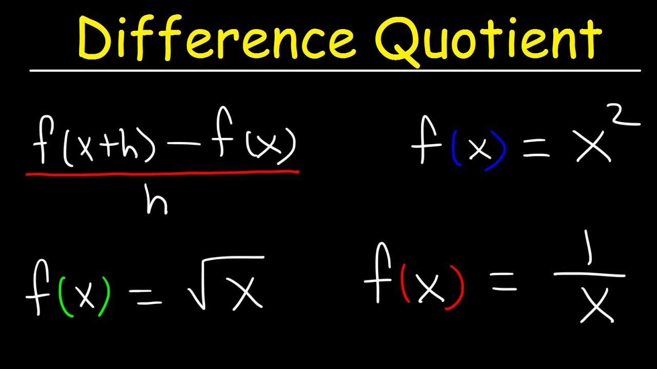 difference quotient formula examples