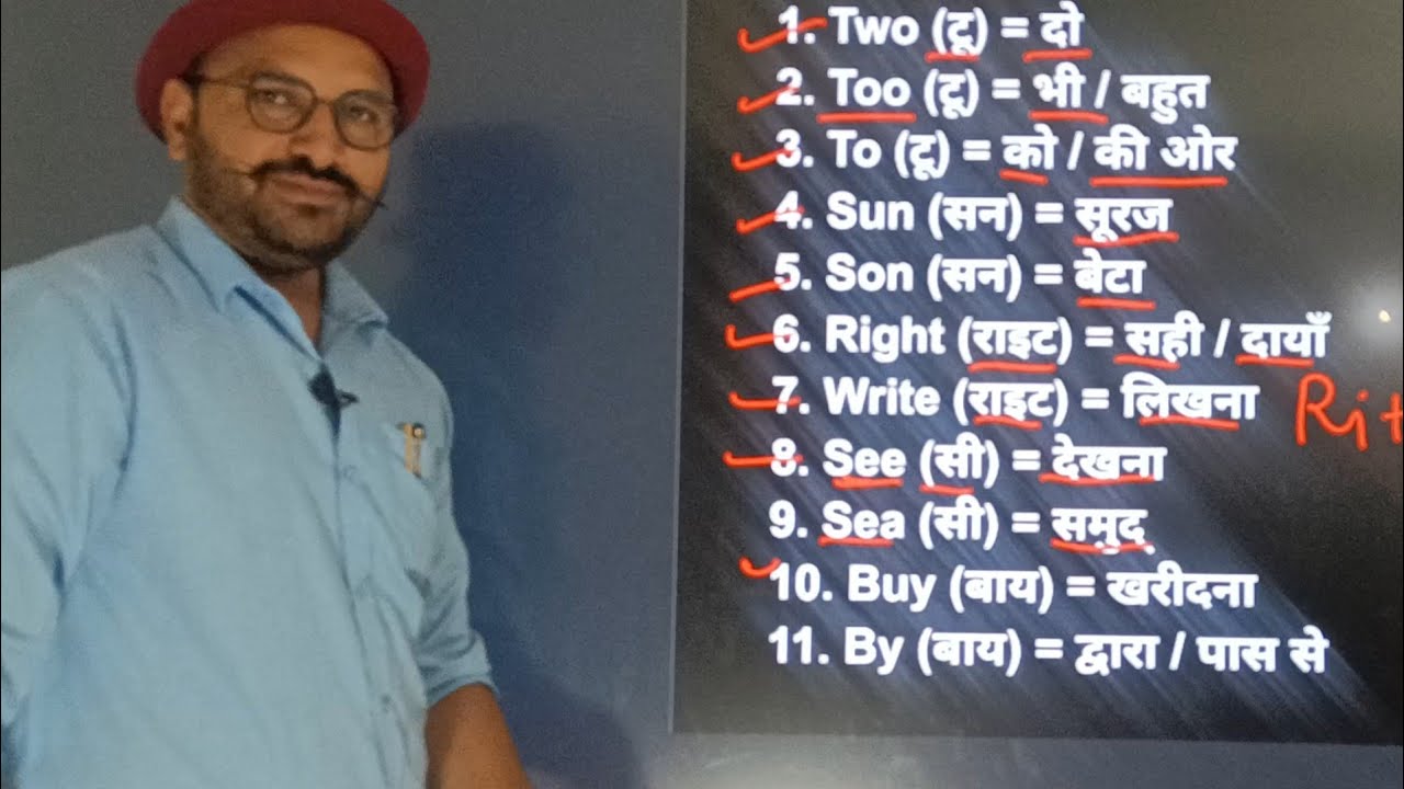 100 Homophones in English with Hindi Meaning | Spoken English Class Dewas | Learn Fast