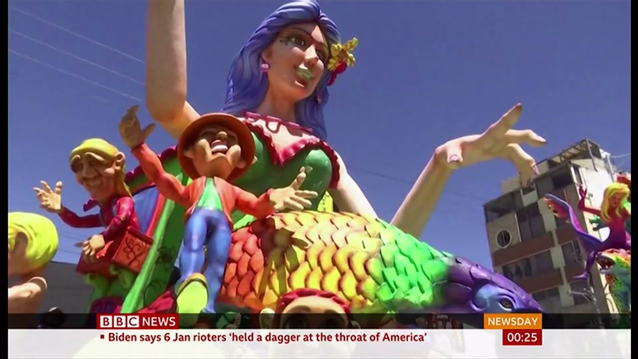 Annual black & whites' carnival takes place once again (Colombia) - BBC News - 7th January 2022