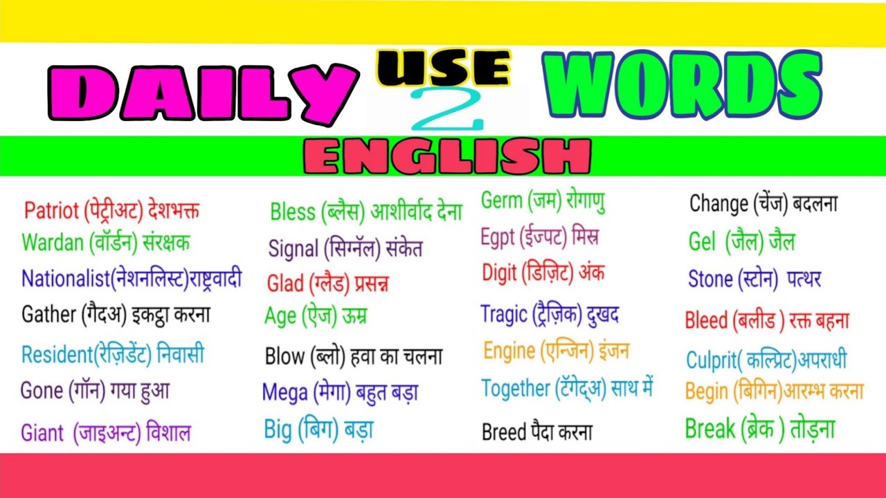 English Words with many meanings. Daily meaning. Dailymin. English Word with picurture.