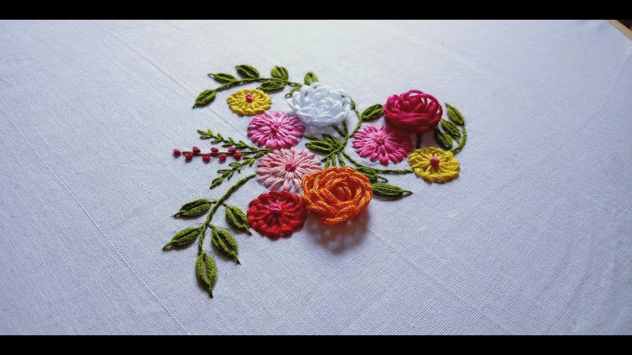 Hand embroidery. 3 different flowers embroidery design for dresses ...