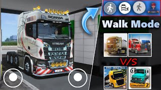 Walk Mode COMPARISON in popular mobile truck simulators | TOE3 VS UTS VS WTDS VS GTS screenshot 4