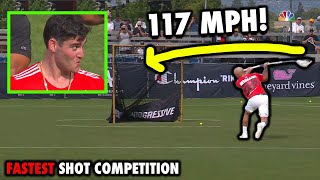 Jarrod Neumann SHOOTS 117 MPH! Lacrosse Fastest Shot Contest