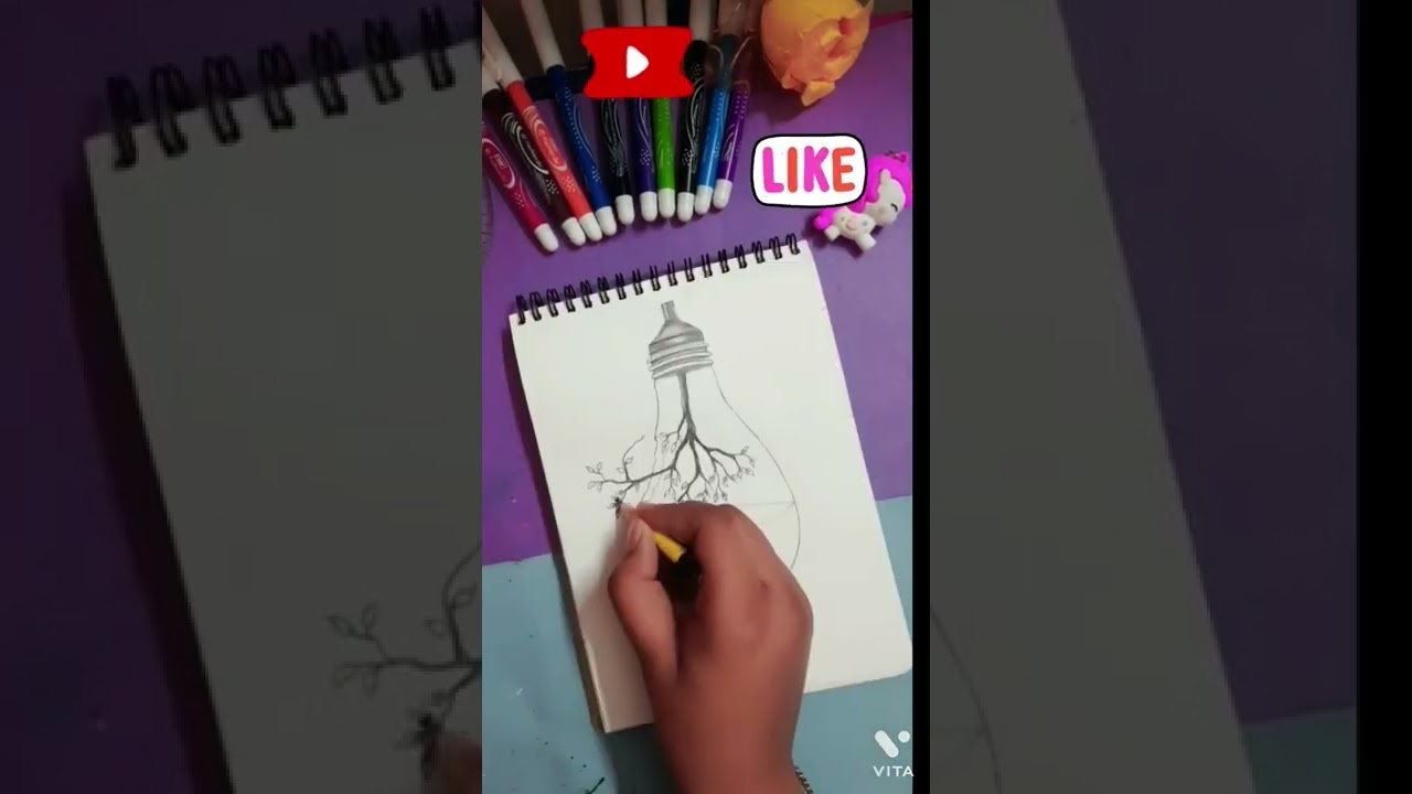 creative light bulb drawing | drawing inside a bulb | bulb drawing 