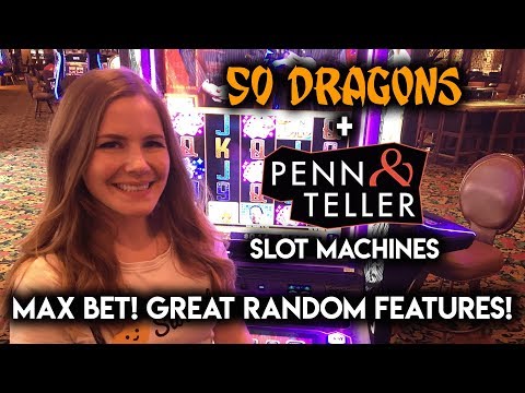 Penn and Teller Slot Machine! MAX BET! Random Features!