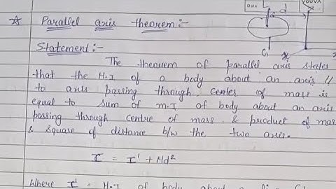 Parallel axis theorem- (Mechanics) Moment of inertia-1 Chapter-1 lecture-6 (Msc Ist year ist sem)
