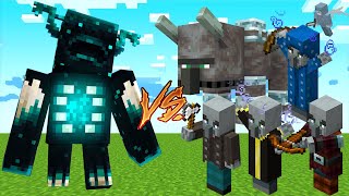 WARDEN VS ILLAGER FAMILY - MINECRAFT