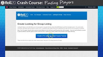 7 Roll20 Crash Course - Finding Players