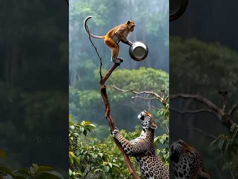 🐆 Leopard’s Hunt Gone Wrong – Monkey’s Genius Trick! 🤯 #Shorts