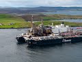 Pioneering Spirit first in-port topside transfer at Dales Voe, Lerwick Harbour from Ninian field.