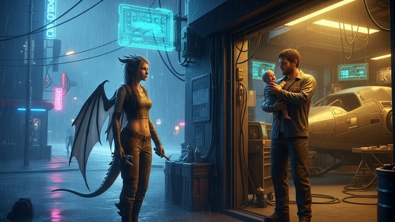 Una mujer dragón llamó a la puerta a medianoche y pidió trabajo; el mecánico viudo abrió............