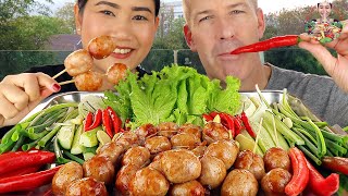 กินไส้กรอกอีสาน 1 กิโล แกล้มพริกสดเป็นสวน ขิงสดหอมๆแซ่บๆเผ็ดลมออกหูจ้า|Isaan sausage|Mukbang|EP.543