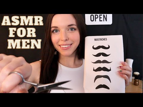 ASMR for MEN 💈 Classic Barbershop - Beard & Mustache Cut / Style (Soft Spoken)