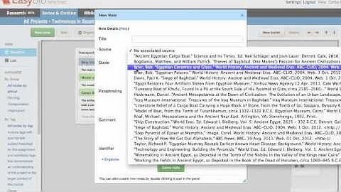 Note taking in EasyBib