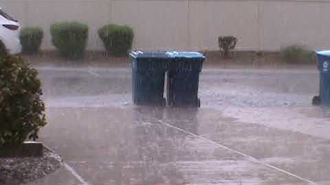 Trash cans floating away, Las Vegas monsoon 2023