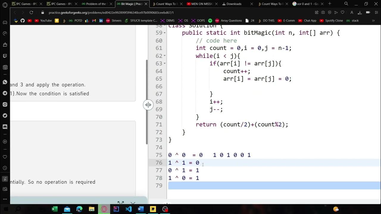 Bit magic hindi gfg potd c java python youtube