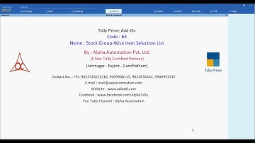 Tally Add On : Stock Group-Wise Item Selection List in Tally Prime Software