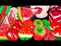 ASMR WATERMELON TANGHULU, FRUITS RICE CAKE, ROPE JELLY 수박 탕후루, 딸기 화과자, 수박젤리 먹방 EATING SOUNDS MUKBANG
