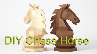 How to create a chess horse from cardboard. PDF Template for DIY