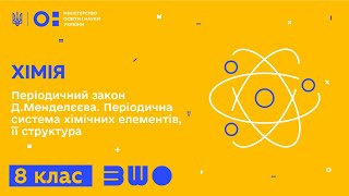 8 клас. Хімія. Періодичний закон Д. Менделєєва. Періодична система хімічних елементів, її структура