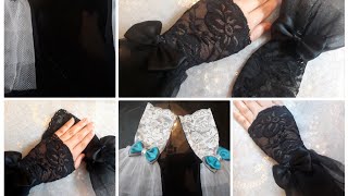 كيفية عمل جوانتى بالتل والدانتيل بالكامل 😍😍 how to make gloves  handmade for wedding جوانتى هاند ميد