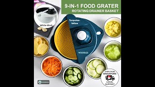 9-In-1 Multi-Function Grater Drainer Basket With Handguard Holder For Fruits & Vegetables