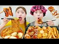 Mukbang Spicy Fried Chicken and Ramyun 하이유의 양념치킨 순두부 열라면 총각김치 먹방 Radish Kimchi REAL SOUND | HIU 하이유