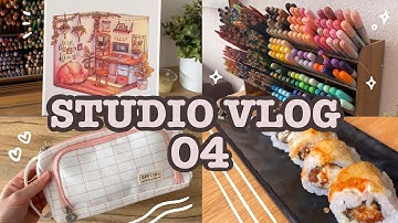 STUDIO VLOG: 04 🌾 Drawing in my Sketchbook, Patreon Rewards, Workspace Illustration & Shop info!