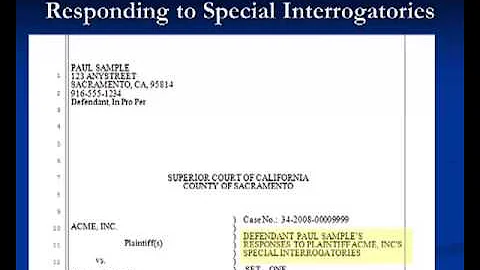 Introduction to Discovery: Part 7: Responding to Special Interrogatories