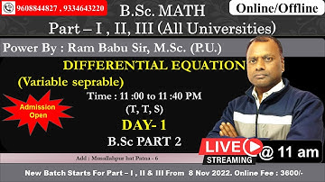 DIFFERENTIAL EQUATION B.SC PART-2