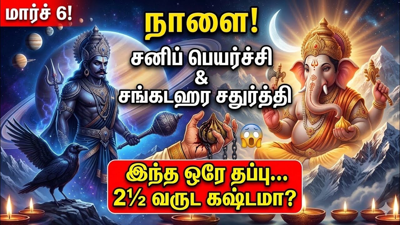 🙏 நாளை (March 6) சங்கடஹர சதுர்த்தி & சனிப்பெயர்ச்சி 🪔 இதை மட்டும் செய்ய மறக்காதீர்கள்! 🔱