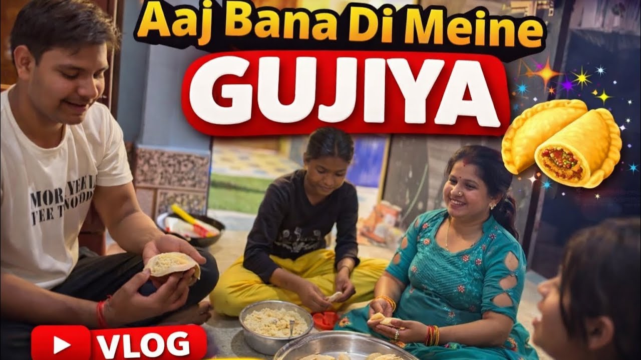 	Aaj Pehli Baar Banayi Gujiya 😍 | Family Ke Saath Cooking Vlog