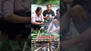 Survival Cooking by the River: Roasting Giant Eels Over an Open Fire@viralmunchies-ai