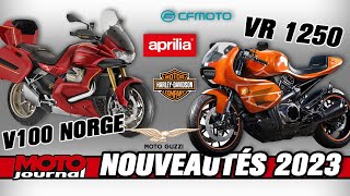 NOUVEAUTES 2023 : Harley Davidson VR 1250, Moto Guzzi V100 Norge, Aprilia Pegaso 660, CF Moto 800 SR