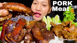 Pork mukbang asmr / Chicken Liver & Chicken Gizzard with Rice / braised pork belly mukbang