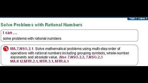 Topic 1 Lesson 7 Solve Problems with Rational Numbers