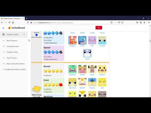 POKEMON QUEST All Cooking recipes for all Pokemon.