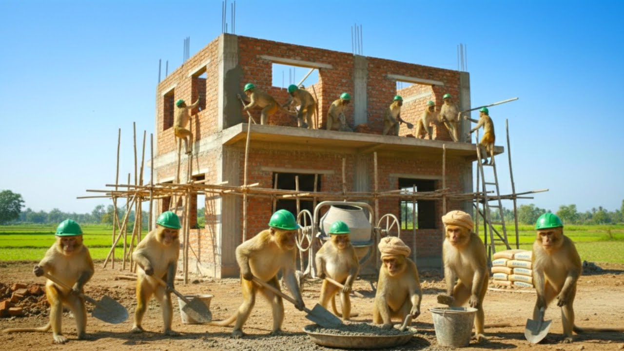 Indian Monkeys Build a Modern Two-Story House Like Humans (4K)