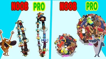 Perfect Level #45 NOOB VS PRO VS HACKER in Human Roll, People Wheel -game android ios Zig vs Sharko