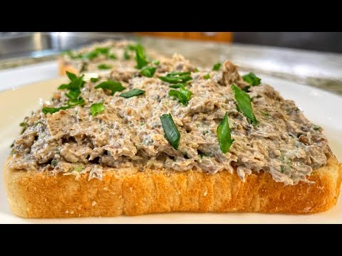 Вкуснейшая НАМАЗКА НА ХЛЕБ. Готовится 15 минут. Просто вкусный бутерброд на завтрак. Грибной паштет.