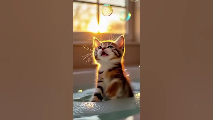 Video 10984691: cat baby bathing, cat enjoying bathing, cutest bath, funniest bath, funny cat explore