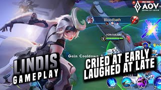 CRIED AT EARLY, LOUGHED AT LATE - LINDIS ABYSSAL LANE GAMEPLAY | AoV | 傳說對決 | RoV | Liên Quân Mobile